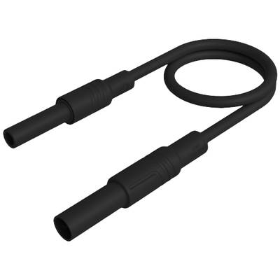 Câble électrique noir à deux connecteurs, disposé en forme de boucle. Principalement utilisé pour les connexions électroniques.