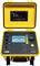 Appareil de mesure de résistance portable jaune avec affichage numérique, touches et bornes de connexion, ouvert et prêt à être utilisé pour des mesures.