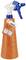 Bouteille de spray orange avec un pulvérisateur bleu et une étiquette indiquant '750 ml'.