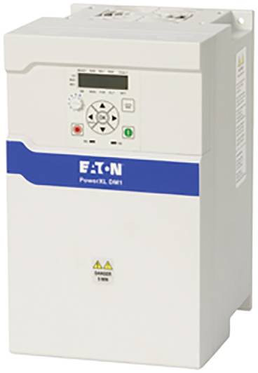Variateur de fréquence Eaton PowerXL DM1 blanc avec panneau de commande et logo bleu sur la face avant.