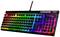 Un clavier mécanique avec des touches rétroéclairées LED aux couleurs arc-en-ciel. Boîtier noir avec connexion filaire.