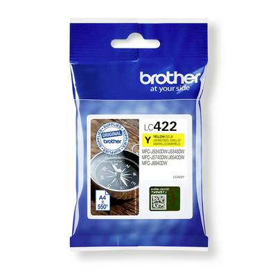 Cartouche d'encre 'LC422' de Brother, jaune, pour modèles MFC-J4535DW, MFC-J4340DW, MFC-J4540DW, MFC-J4335DW, A4, 550 pages.