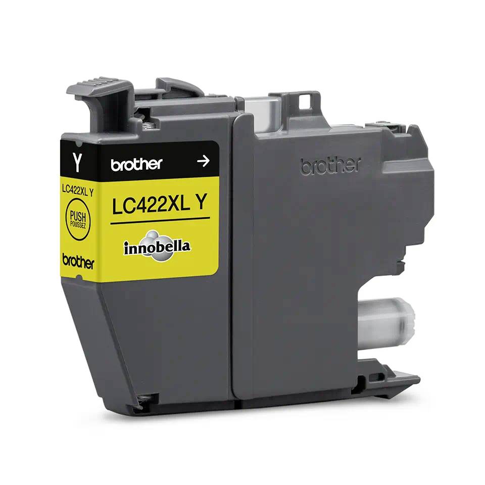 Cartouche d'encre 'Brother LC422XL Y', couleur Jaune, pour imprimantes Brother. Contient une puce de surveillance du niveau d'encre.