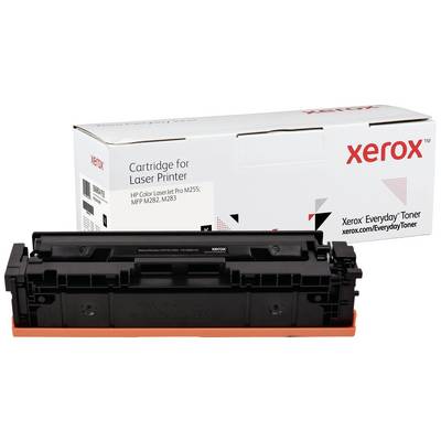 Cartouche de toner pour imprimante laser Xerox avec son emballage en arrière-plan. Texte sur l'emballage : « Cartouche pour imprimante laser ».