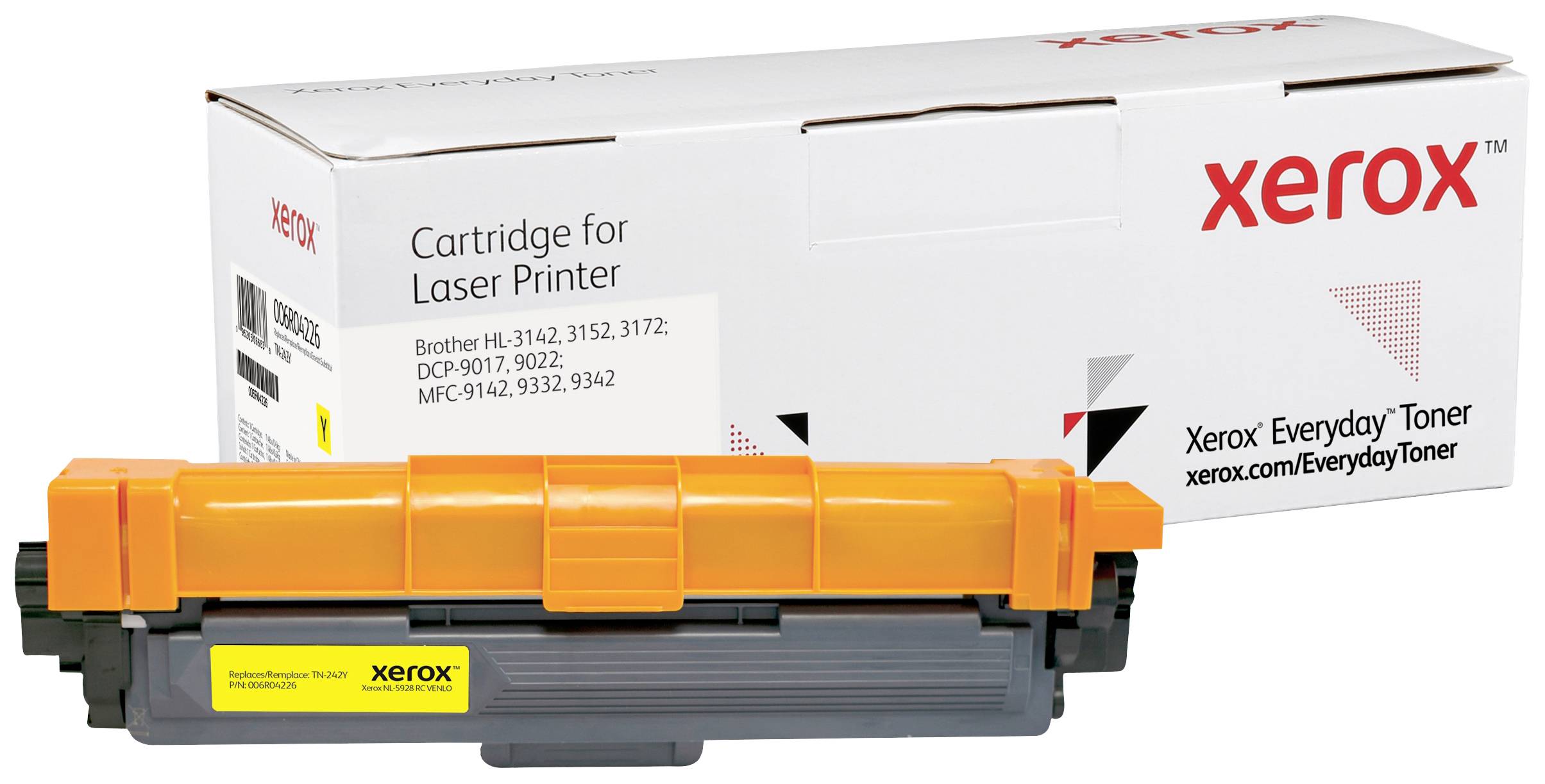 Cartouche de toner Xerox pour imprimante laser, compatible avec les modèles Brother HL-3142, 3152, 3172 ; emballage en arrière-plan.