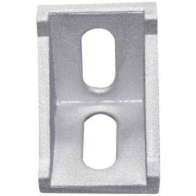 Pièce d'angle métallique avec deux ouvertures ovales au centre, probablement un élément d'un système de fixation ou de construction plus large.