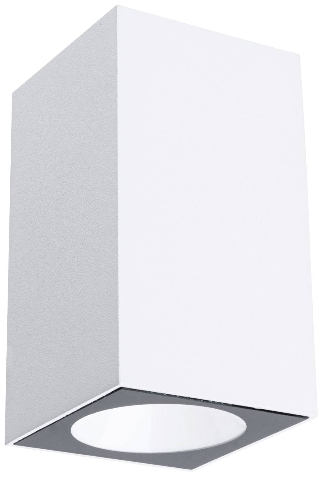 Applique murale blanche, rectangulaire, avec un fond ouvert pour diffuser la lumière vers le bas. Design moderne pour intérieurs.