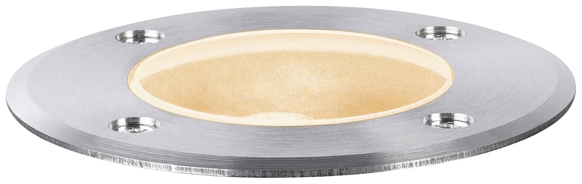 Un collet métallique plat et rond, présentant une cavité centrale et quatre trous de vis, affiche une forme clairement définie.