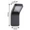 Un applique murale à LED noir au design incurvé, mesurant 230 mm de hauteur, 174 mm de longueur et 90 mm de largeur.
