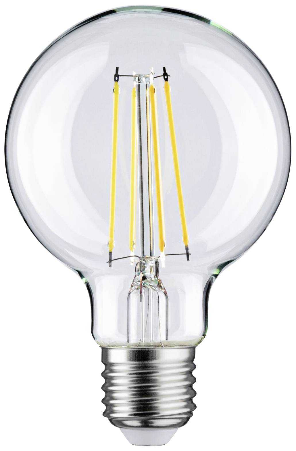 Ampoule à filaments apparents dans un boîtier en verre transparent, représentant la consommation électrique ou un concept d'éclairage.