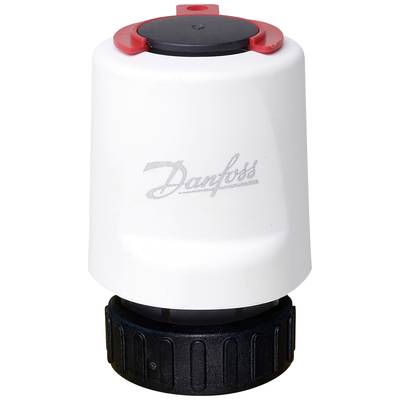 Entraînement de ventilateur blanc avec mécanisme de rotation noir et détail rouge, portant le nom de marque 'Danfoss'.