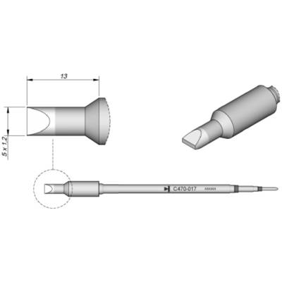 JBC Tools C470017 Panne de fer à souder forme de burin, droite Taille de la panne 1.2 mm  Contenu 1 pc(s)