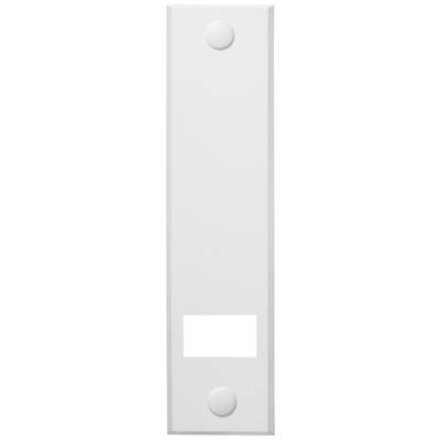 Panneau long en plastique blanc avec deux protubérances circulaires et une découpe rectangulaire au centre.