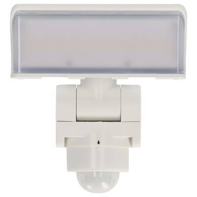 Luminaire de détecteur de mouvement rectangulaire blanc avec un couvercle supérieur translucide et un petit capteur dôme en dessous