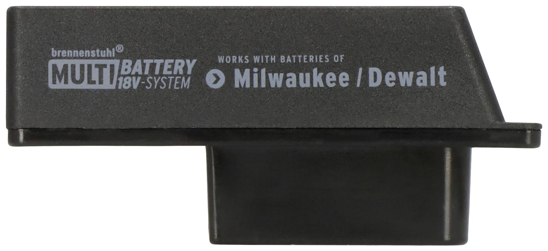 Adaptateur pour le SYSTÈME DE BATTERIE 18V MULTI, compatible avec les batteries Milwaukee/Dewalt, boîtier noir.
