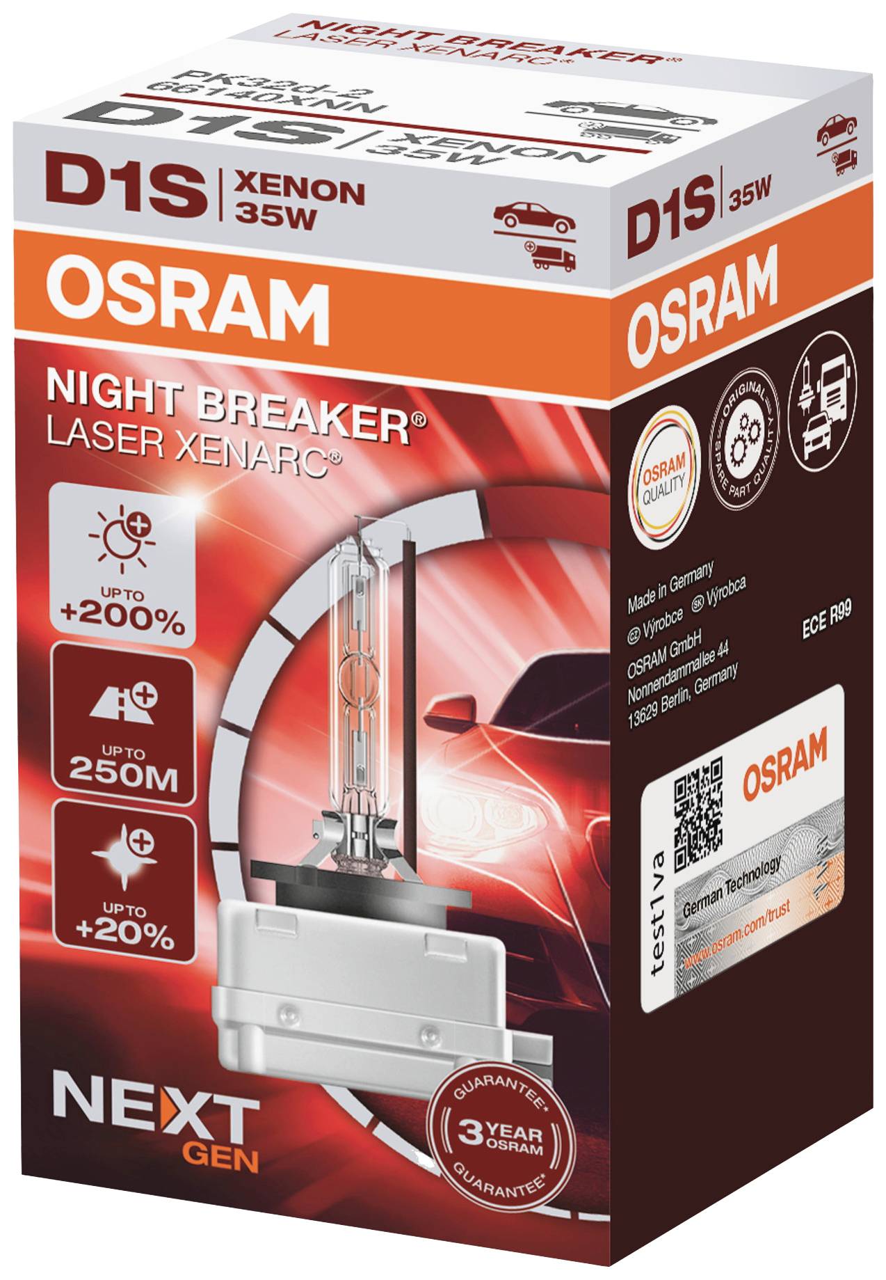 1 Ampoule Xénon auto Osram XENARC® NIGHT BREAKER® LASER D1S 66140XNN-1