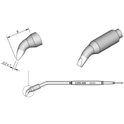 JBC Tools C250406 Panne de fer à souder forme de burin, coudée Taille de la panne 1 mm  Contenu 1 pc(s)