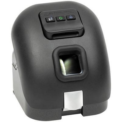 Un scanner d'empreintes digitales noir avec un panneau de commande et des indicateurs LED.