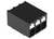 Un adaptateur noir rectangulaire avec trois ouvertures de connexion blanches sur sa partie supérieure.