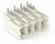 Connecteur en plastique avec quatre douilles rectangulaires et broches métalliques, adapté pour les connexions électroniques.