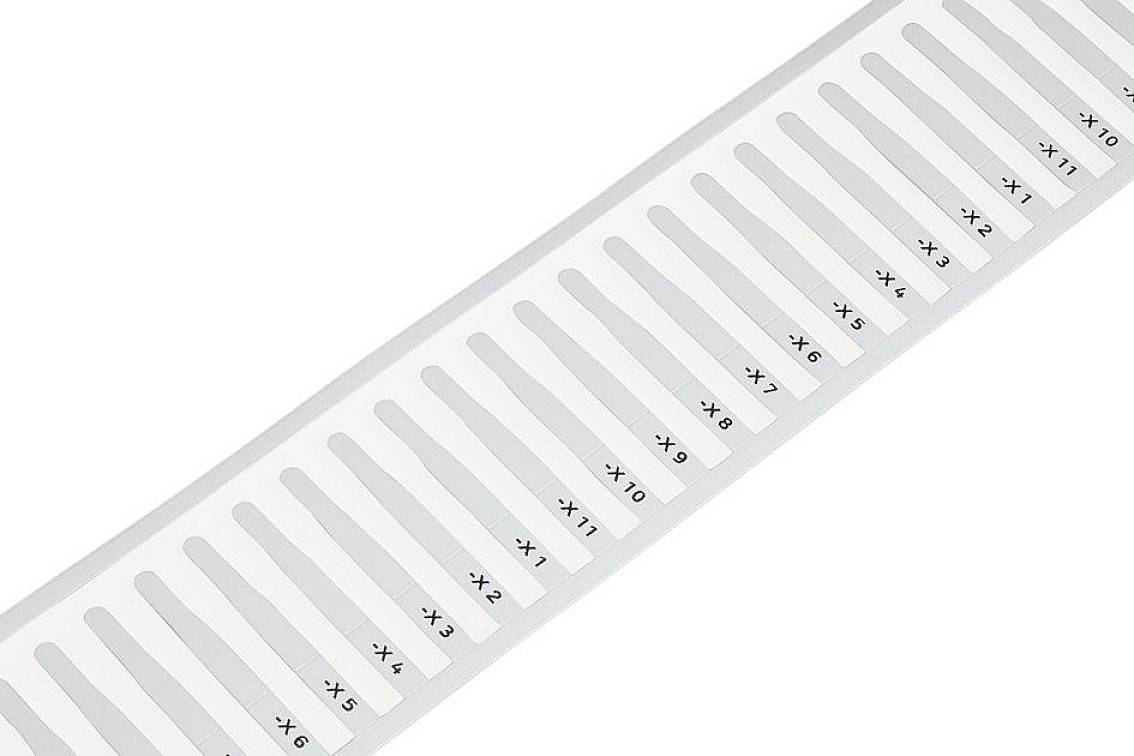 Un gabarit d'antenne RFID blanc avec des bandes parallèles numérotées de X1 à X18 sur un fond clair.