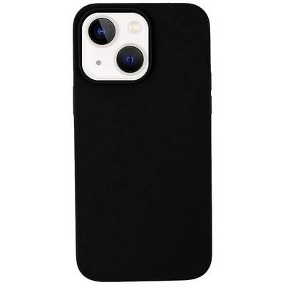 Un smartphone avec une coque noire, dont le dos présente deux objectifs d'appareil photo et un flash.