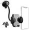 Support de téléphone pour voiture avec col de cygne flexible, ventouse et pince pour grille d'aération. Adapté aux smartphones, présente les options de fixation.