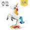 Une licorne blanche en LEGO avec une queue et une crinière multicolores, recommandée à partir de 7 ans, 145 pièces. Le set peut être transformé en trois modèles différents.