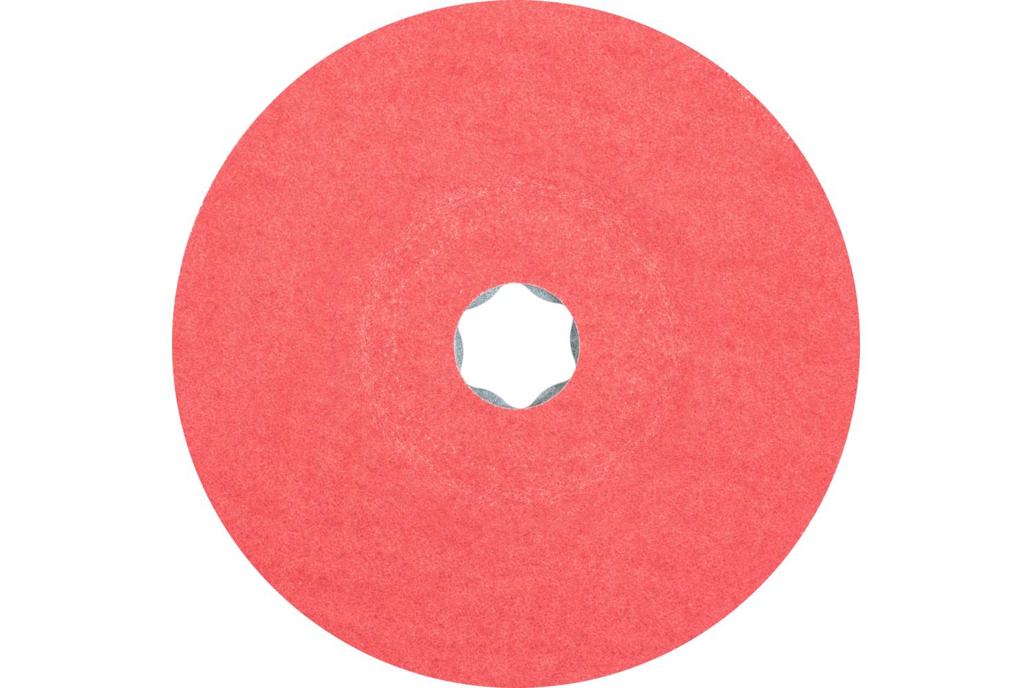 Disque abrasif rouge avec ouverture centrale, utilisé pour le polissage ou le meulage.