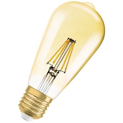 Une ampoule à filaments apparents qui diffuse une lumière chaude et jaune. Elle dispose d'une douille E27.