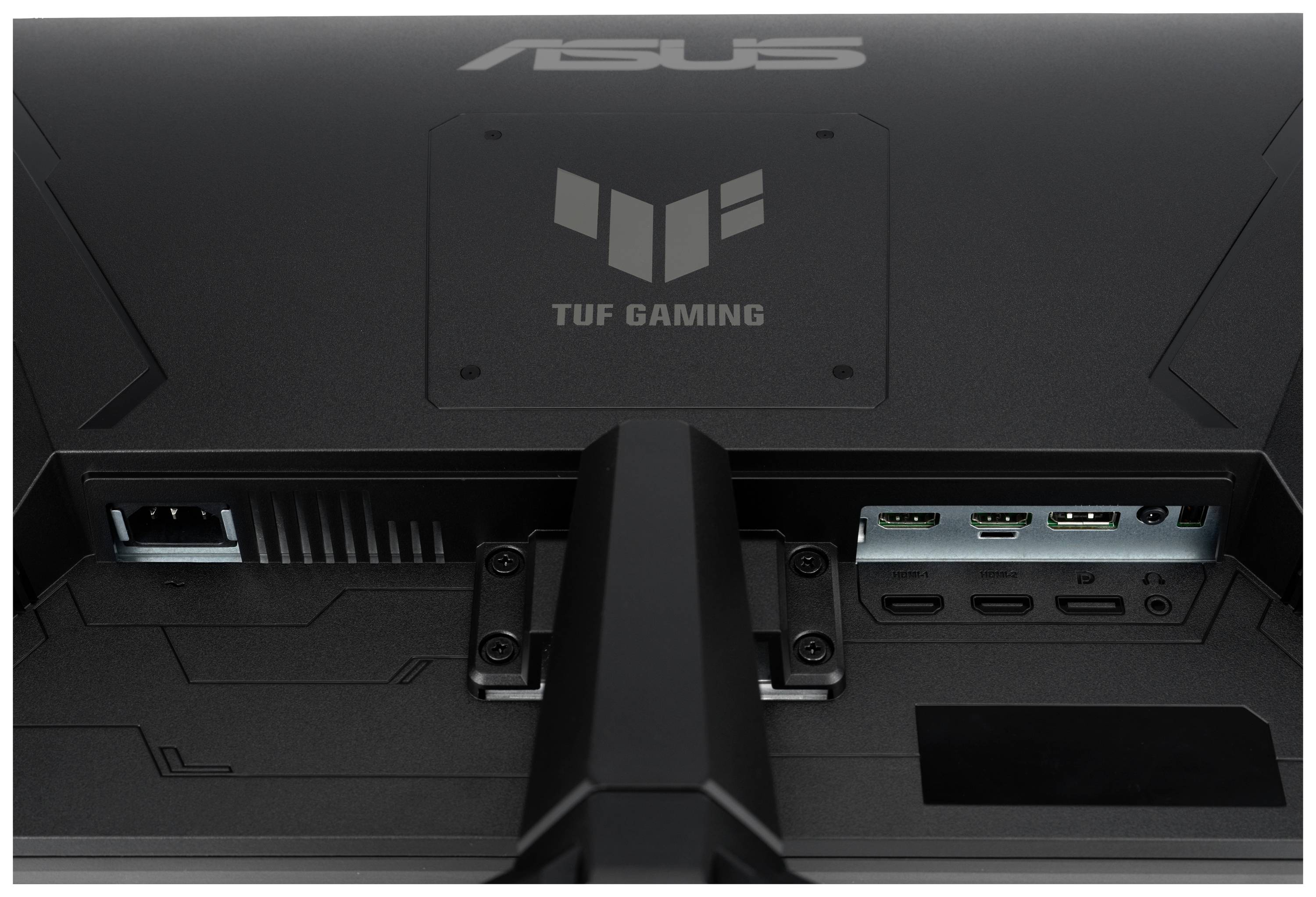 Vue arrière d'un moniteur de gaming ASUS TUF avec des ports visibles : HDMI, DisplayPort et USB.