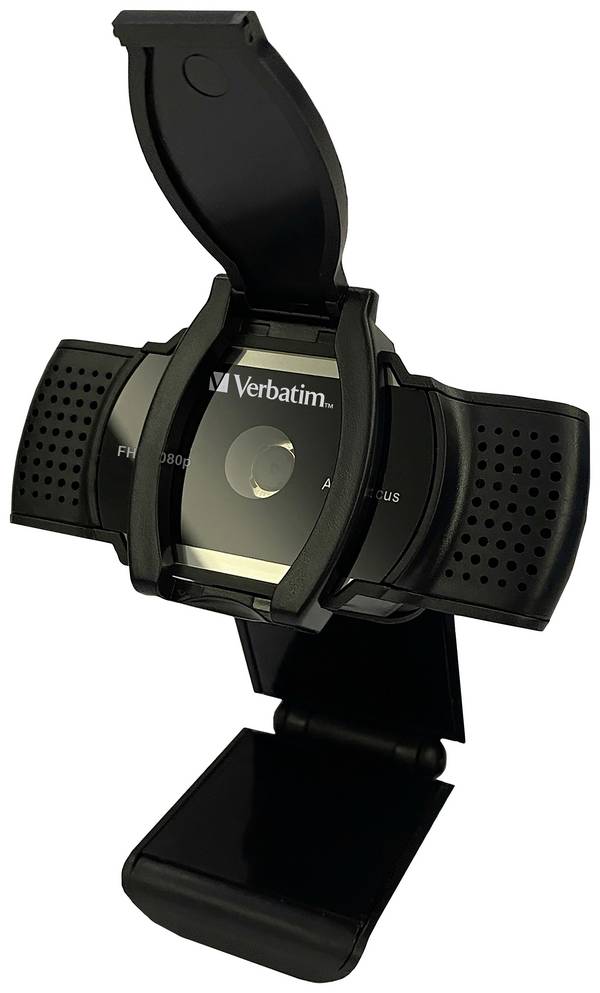 Webcam Verbatim AWC-01, Full HD 1080p, noire 2560x1440, 30 images/s, USB, obturateur de confidentialité, version...