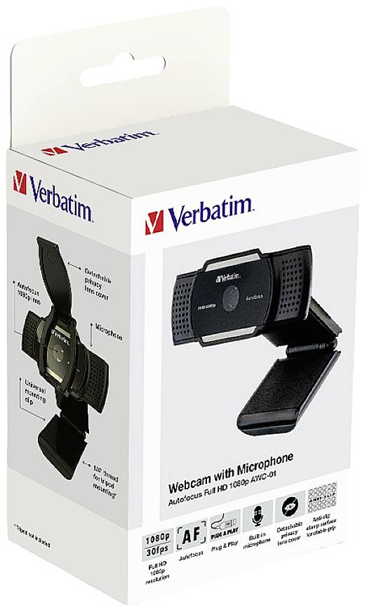 Webcam Verbatim AWC-01, Full HD 1080p, noire 2560x1440, 30 images/s, USB, obturateur de confidentialité, version...-6