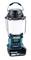 Lampe LED portable alimentée par batterie de Makita, avec poignée et design robuste, idéale pour chantiers de construction ou activités de plein air.