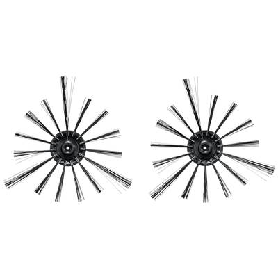 'Deux brosses rondes aux poils longs, de couleur noire, placées côte à côte. Elles paraissent uniformes et symétriques.'