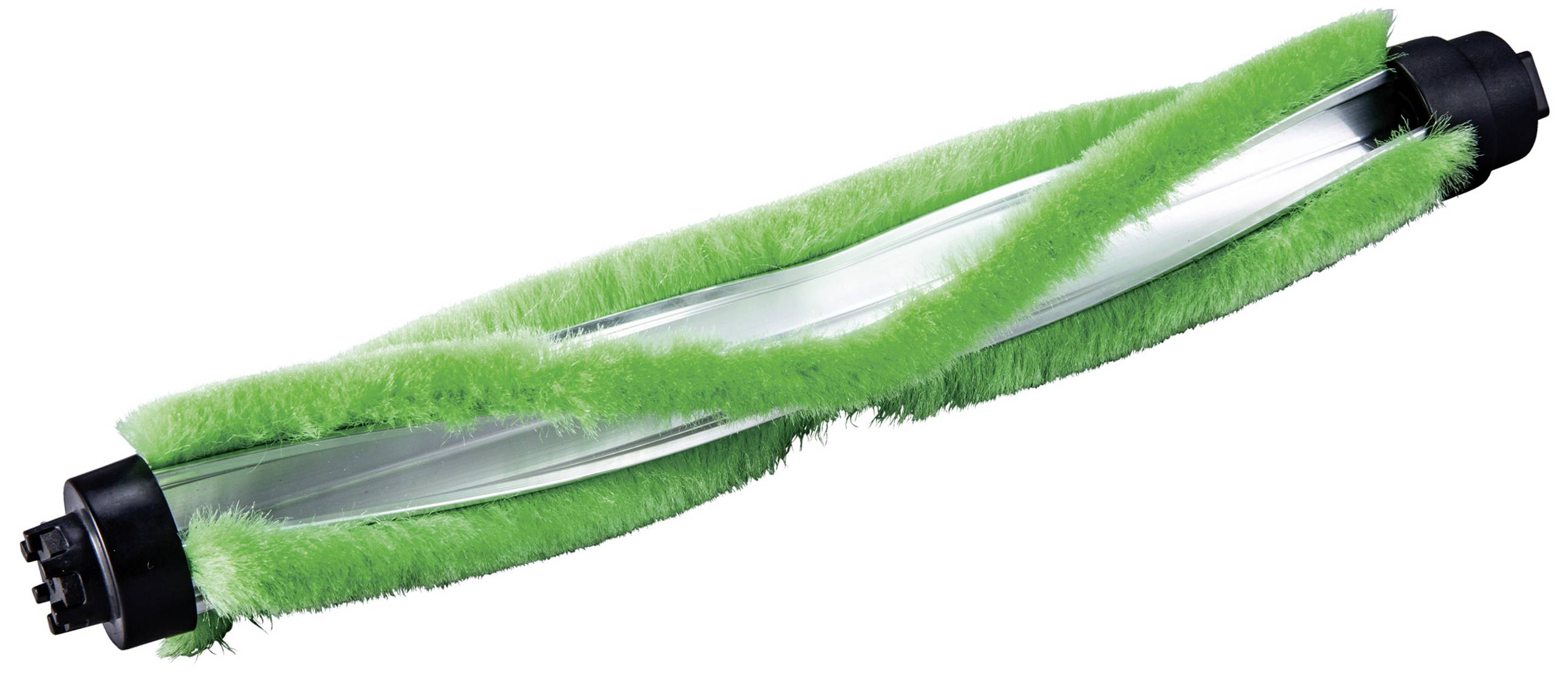 Rouleau de brosse d'aspirateur vert avec des poils souples.