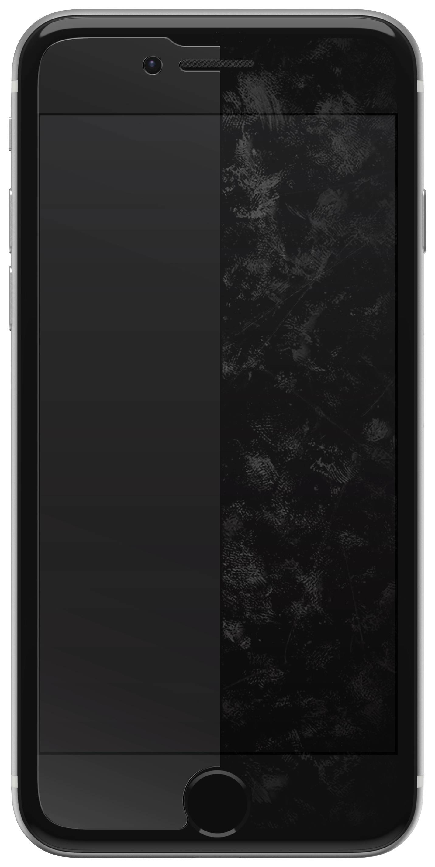 Un smartphone avec un écran flou, probablement sali par des empreintes digitales. Face avant de l'appareil sans applications visibles.