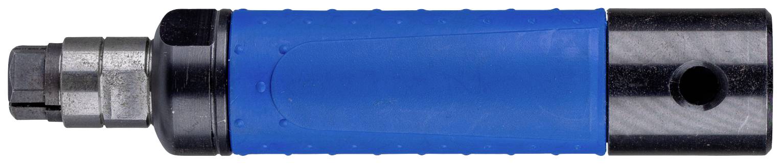 Un embout de perceuse à percussion bleu avec une pointe métallique et une extrémité arrière noire, conçu pour être utilisé avec des outils électriques.