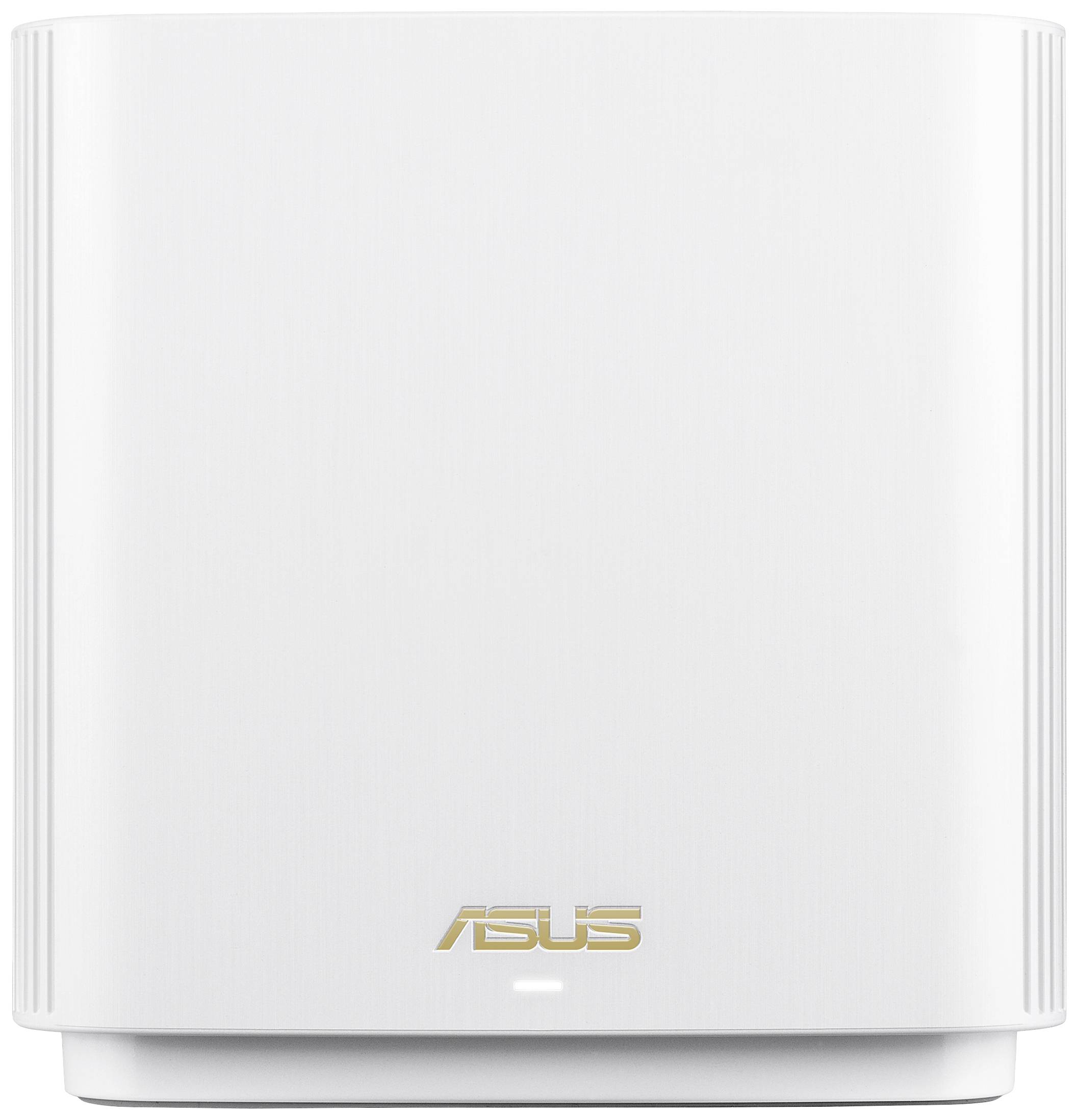 Routeur blanc ASUS aux coins arrondis avec un petit voyant LED sur la face inférieure.
