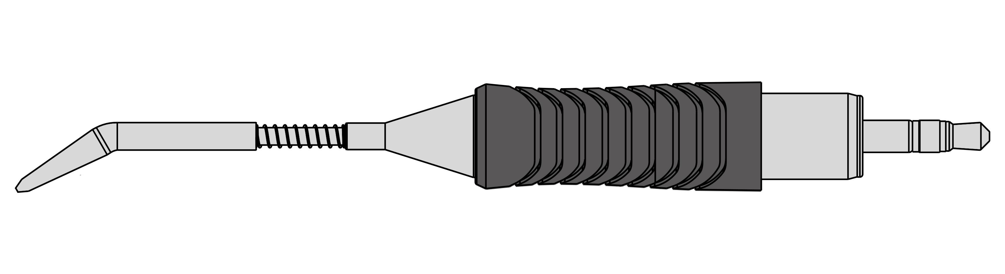 Un adaptateur coudé dessiné pour les connexions de casques, montrant une liaison articulée flexible entre la fiche et le connecteur.
