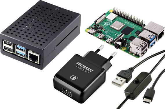 TRU COMPONENTS Pure Set Raspberry Pi® 4 B 2 GB 4 x 1.5 GHz avec alimentation, avec boîtier