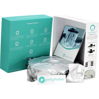 Emballage et rôle du filament Polymaker PolyDissolve™ S1. La boîte présente l'image du produit et les spécifications sur le côté.