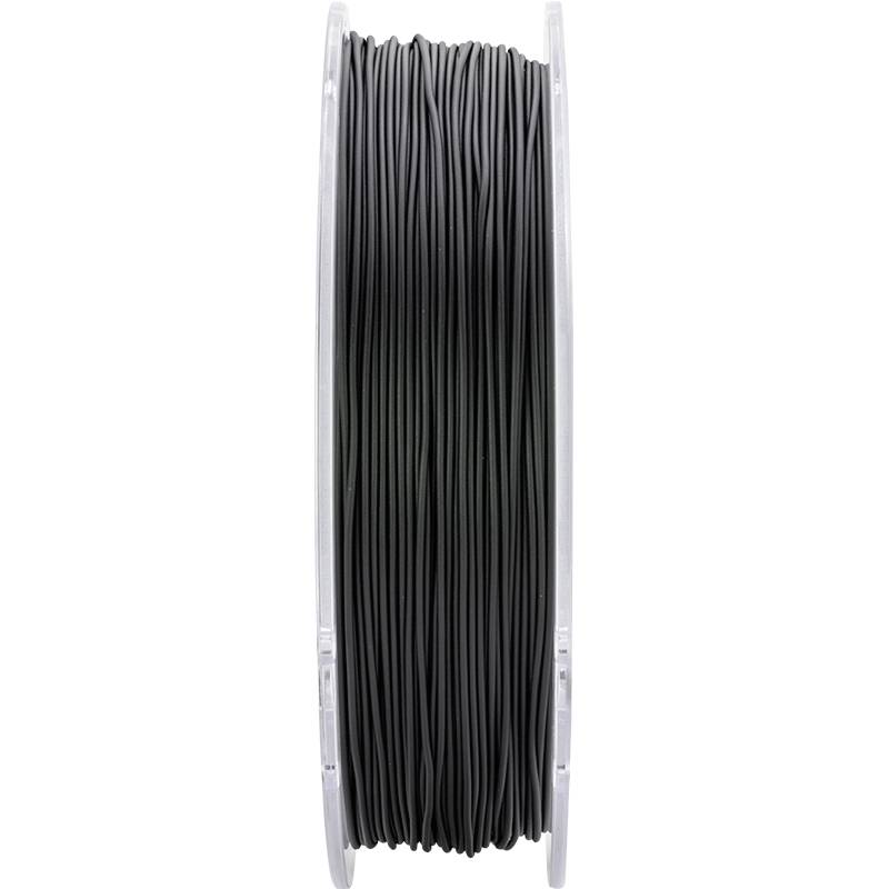 Bobine de filament noir pour imprimante 3D, enroulée uniformément.