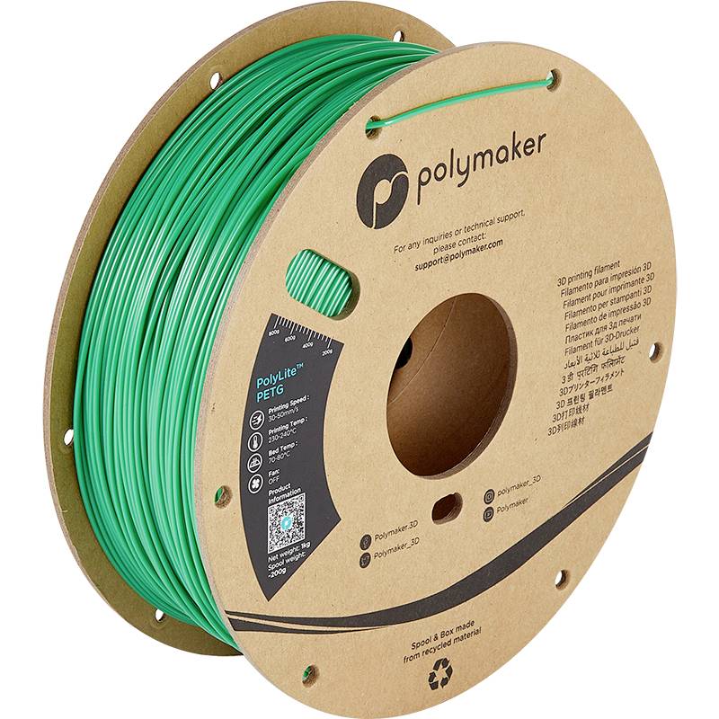 Polymaker PB01005 PolyLite Filament PETG résiste à la chaleur, résistance élevée à la traction 1.75 mm 1000 g vert 1 pc(