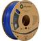 Filament bleu pour imprimante 3D sur un bobine brune de Polymaker.