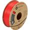 Un rouleau de filament PLA Polylite rouge de la marque Polymaker, adapté aux imprimantes 3D. Emballage en carton brun avec impression du logo.
