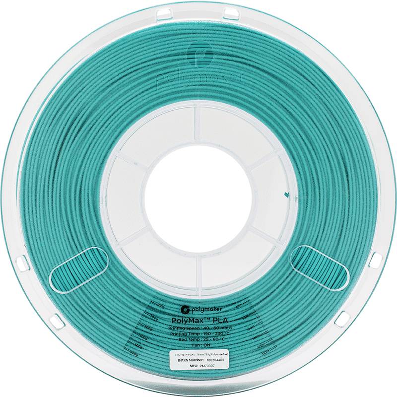 Une bobine de filament d'imprimante 3D en PLA de couleur turquoise.