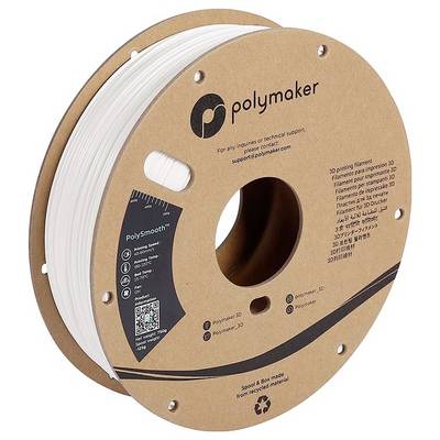 Une bobine de filament d'imprimante 3D Polymaker PolySmooth blanc sur une bobine en carton.