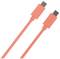 Deux câbles USB-C orange côte à côte.