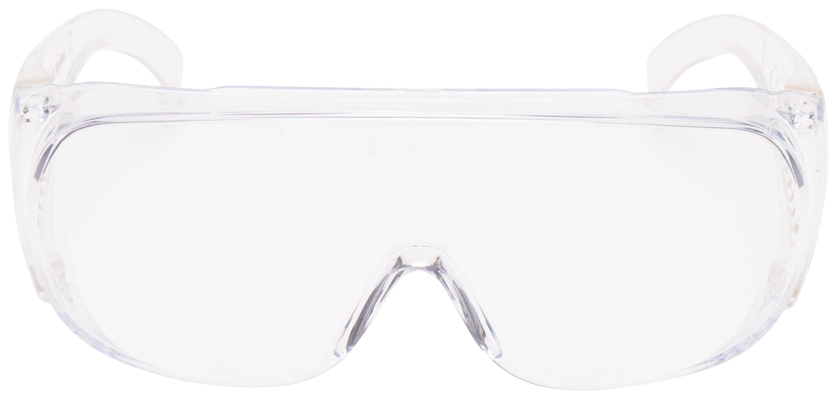 Lunettes de protection transparentes, présentées de face. Développées pour protéger les yeux des éclaboussures et des corps étrangers.